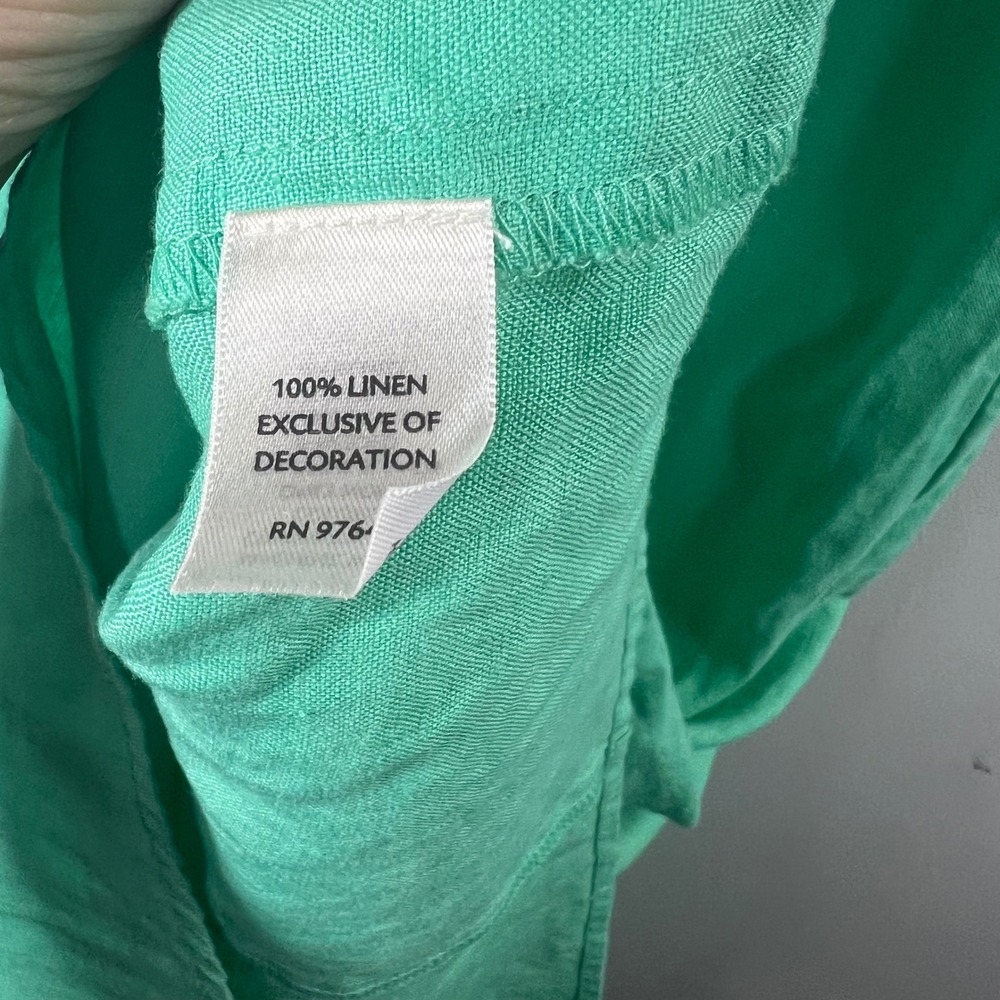 Womens J Jill Sleeveless Pleat Top Linen Midi Dress Green L - Picture 7 of 8